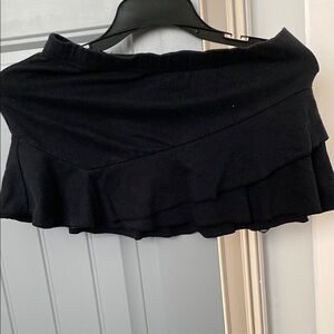 Energie Black Mini Skater Skirt with Ruffled Tiered Design
